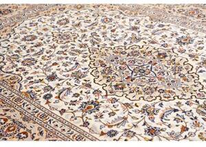 Tappeto Kashan Medaglione Floreale Avorio Blu Scuro 210x313 Cm