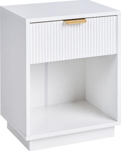BELIANI Comodino bianco MDF 1 cassetto portaoggetti 1 ripiano maniglie dorate design moderno camera da letto