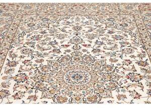 Tappeto Kashan Medaglione Floreale Avorio Blu 193x298 Cm