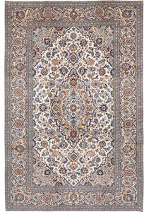 Tappeto Kashan Medaglione Floreale Avorio Blu 200x304 Cm