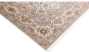 Tappeto Kashan Medaglione Floreale Avorio Blu Scuro 210x313 Cm