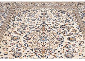 Tappeto Kashan Medaglione Floreale Avorio Blu 196x308 Cm