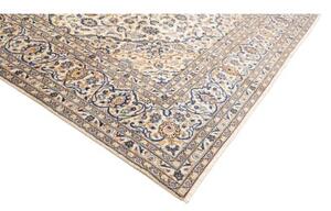 Tappeto Kashan Medaglione Floreale Avorio Blu 246x350 Cm