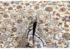 Tappeto Kashan Medaglione Floreale Avorio Blu 197x308 Cm