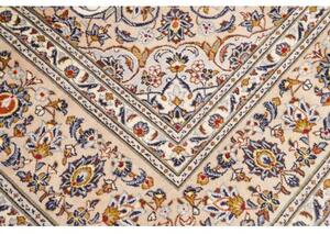 Tappeto Kashan Medaglione Floreale Avorio Blu 250x333 Cm