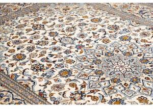 Tappeto Kashan Medaglione Floreale Avorio Blu 197x308 Cm