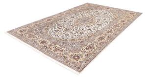 Tappeto Kashan Medaglione Floreale Avorio Blu Scuro 210x313 Cm