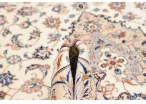 Tappeto Kashan Medaglione Floreale Avorio Blu 192x300 Cm