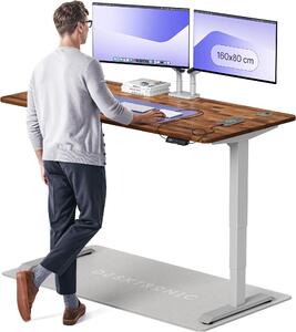 Desktronic HomePro Scrivania elettrica regolabile in altezza 160x80cm Noce massiccio/graumite Funzione di memoria, tecnologia anticollisione, porte di ricarica USB-A e USB-C