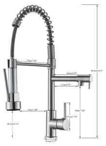 Miscelatore per cucina monocomando con doccetta estraibile, per acqua calda e fredda, da montare su piano cottura con un foro, girevole a 360°, finitura in nichel spazzolato