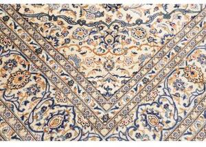 Tappeto Kashan Medaglione Floreale Avorio Blu 246x350 Cm