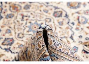 Tappeto Kashan Medaglione Floreale Avorio Blu 196x308 Cm