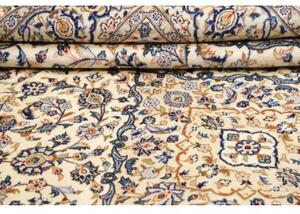 Tappeto Kashan Medaglione Floreale Avorio Blu 246x350 Cm