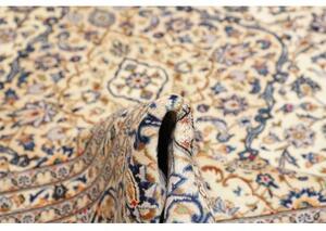 Tappeto Kashan Medaglione Floreale Avorio Blu 246x350 Cm