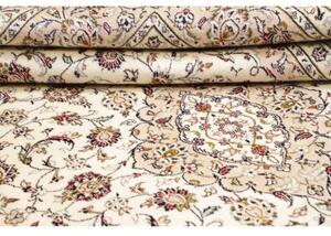 Tappeto Kashan Medaglione Floreale Avorio Bordeaux 200x290 Cm