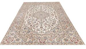 Tappeto Kashan Medaglione Floreale Avorio Blu 193x298 Cm