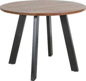 ByLIVING Tavolo da pranzo TARA / piano rotondo in acacia naturale / struttura in metallo nero / tavolo da cucina per un massimo di 4 persone / L 100 cm, A 76 cm