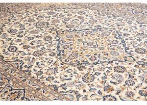 Tappeto Kashan Medaglione Floreale Avorio Blu 246x350 Cm