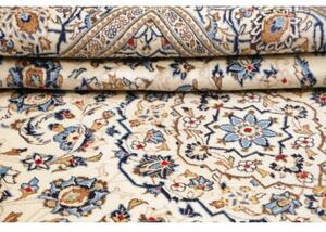 Tappeto Kashan Medaglione Floreale Avorio Blu 196x308 Cm