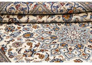 Tappeto Kashan Medaglione Floreale Avorio Blu 197x308 Cm