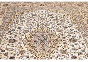 Tappeto Kashan Medaglione Floreale Avorio Blu Scuro 210x313 Cm