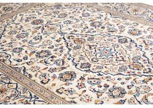 Tappeto Kashan Medaglione Floreale Avorio Blu 196x308 Cm