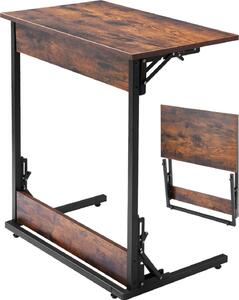 Tavolino - Tavolino a C per divano e caffè - Pieghevole - Struttura in metallo - Piedini regolabili - Vassoio porta TV - Dimensioni 60 x 37 x 70 cm - Marrone/Nero