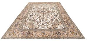 Tappeto Kashan Medaglione Floreale Avorio Beige 243x353 Cm
