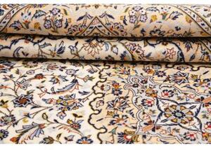 Tappeto Kashan Medaglione Floreale Avorio Blu Scuro 210x313 Cm
