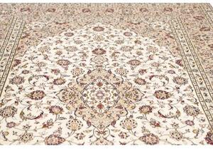 Tappeto Kashan Medaglione Floreale Avorio Bordeaux 200x290 Cm