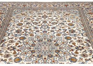Tappeto Kashan Medaglione Floreale Avorio Blu 197x308 Cm