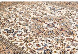 Tappeto Kashan Medaglione Floreale Avorio Beige 243x353 Cm