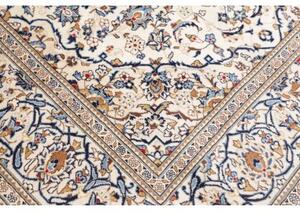 Tappeto Kashan Medaglione Floreale Avorio Blu 196x308 Cm