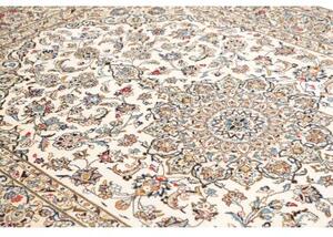 Tappeto Kashan Medaglione Floreale Avorio Blu 193x298 Cm