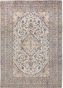 Tappeto Kashan Medaglione Floreale Avorio Blu 246x350 Cm