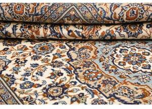 Tappeto Kashan Medaglione Floreale Avorio Blu 200x304 Cm