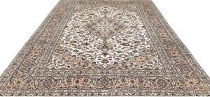 Tappeto Kashan Medaglione Floreale Avorio Blu 247x354 Cm