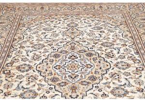Tappeto Kashan Medaglione Floreale Avorio Blu Scuro 198x308 Cm