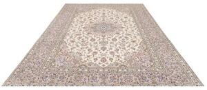 Tappeto Kashan Medaglione Floreale Avorio Tortora 245x340 Cm