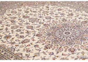 Tappeto Kashan Medaglione Floreale Avorio Tortora 245x340 Cm