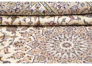 Tappeto Kashan Medaglione Floreale Avorio Rosa Antico 248x340 Cm