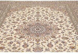 Tappeto Kashan Medaglione Floreale Avorio Tortora 245x340 Cm