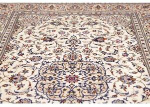 Tappeto Kashan Medaglione Floreale Avorio Blu 203x315 Cm