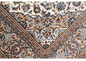 Tappeto Kashan Medaglione Floreale Avorio Blu 200x297 Cm