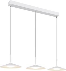 Lampada a sospensione, metallo tessile bianco, interruttore a 3 livelli, H 180 cm