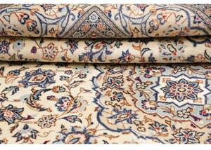Tappeto Kashan Medaglione Floreale Avorio Blu 200x297 Cm