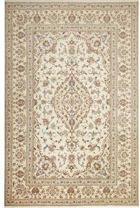 Tappeto Kashan Medaglione Floreale Avorio Blu Scuro 200x308 Cm