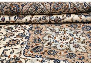 Tappeto Kashan Medaglione Floreale Avorio Blu 247x354 Cm
