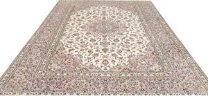 Tappeto Kashan Medaglione Floreale Avorio Rosa Antico 248x340 Cm