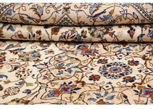 Tappeto Kashan Medaglione Floreale Avorio Blu 243x353 Cm